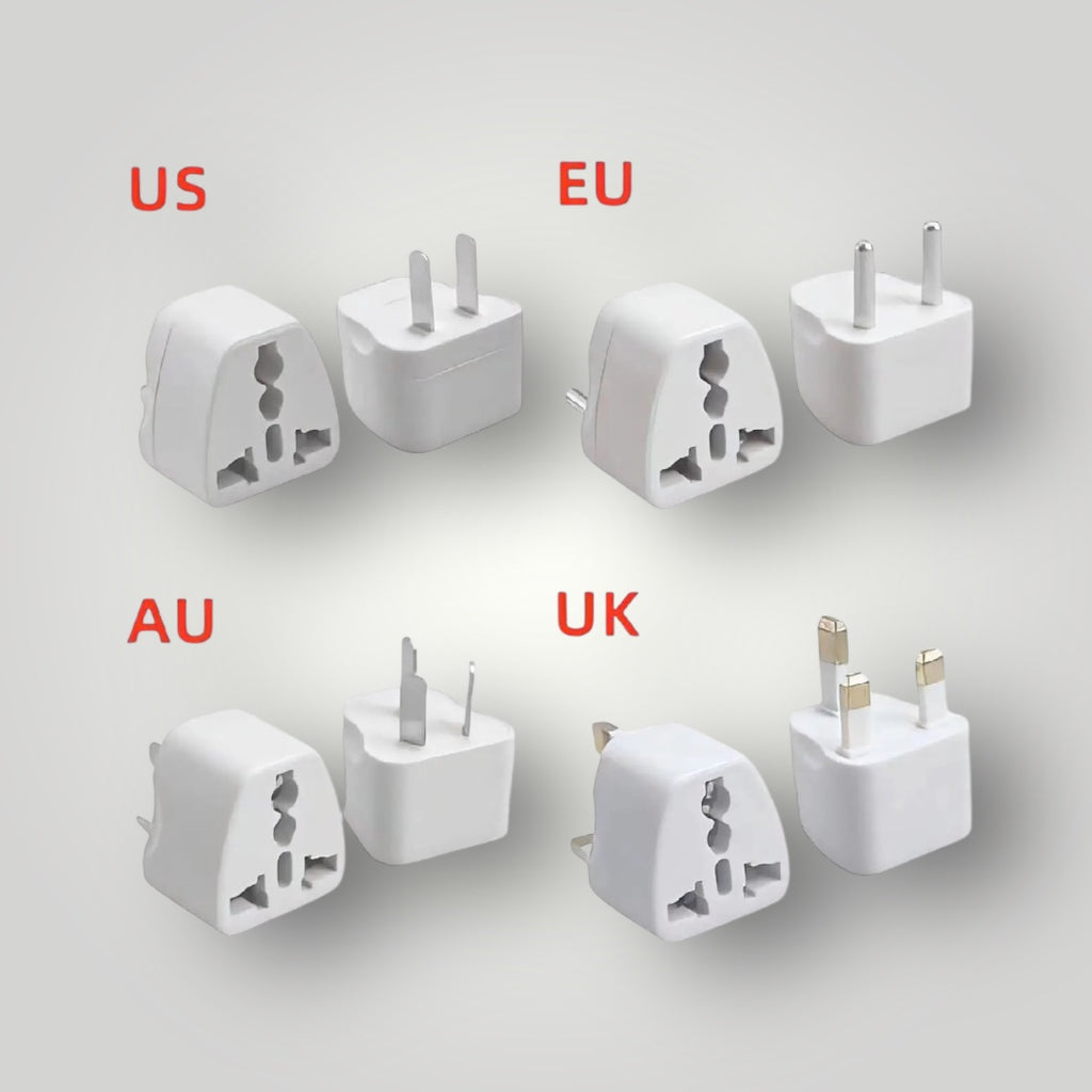 Adaptateur universel de voyage – compatible EU, US, UK, AU.