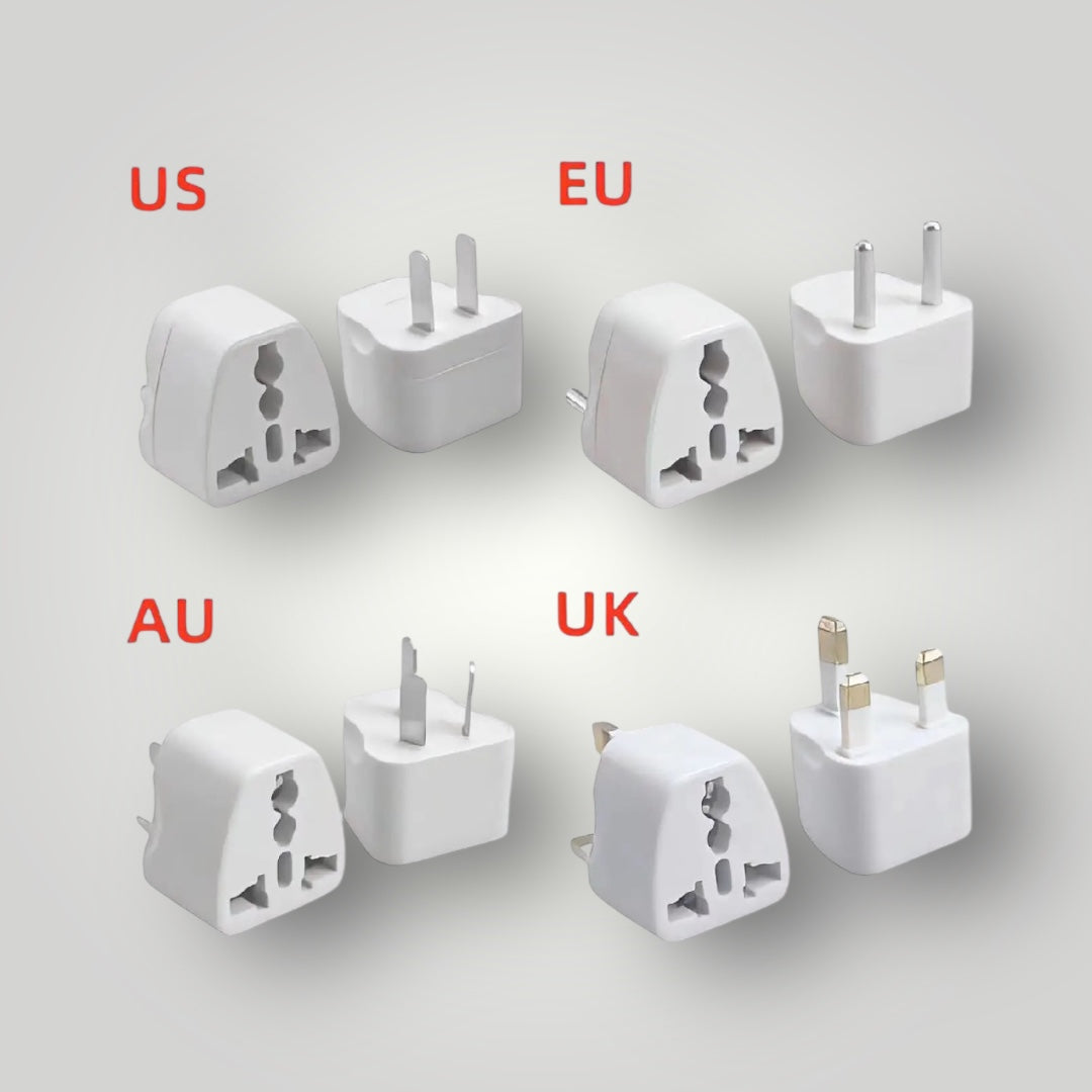 Adaptateur universel de voyage – compatible EU, US, UK, AU.