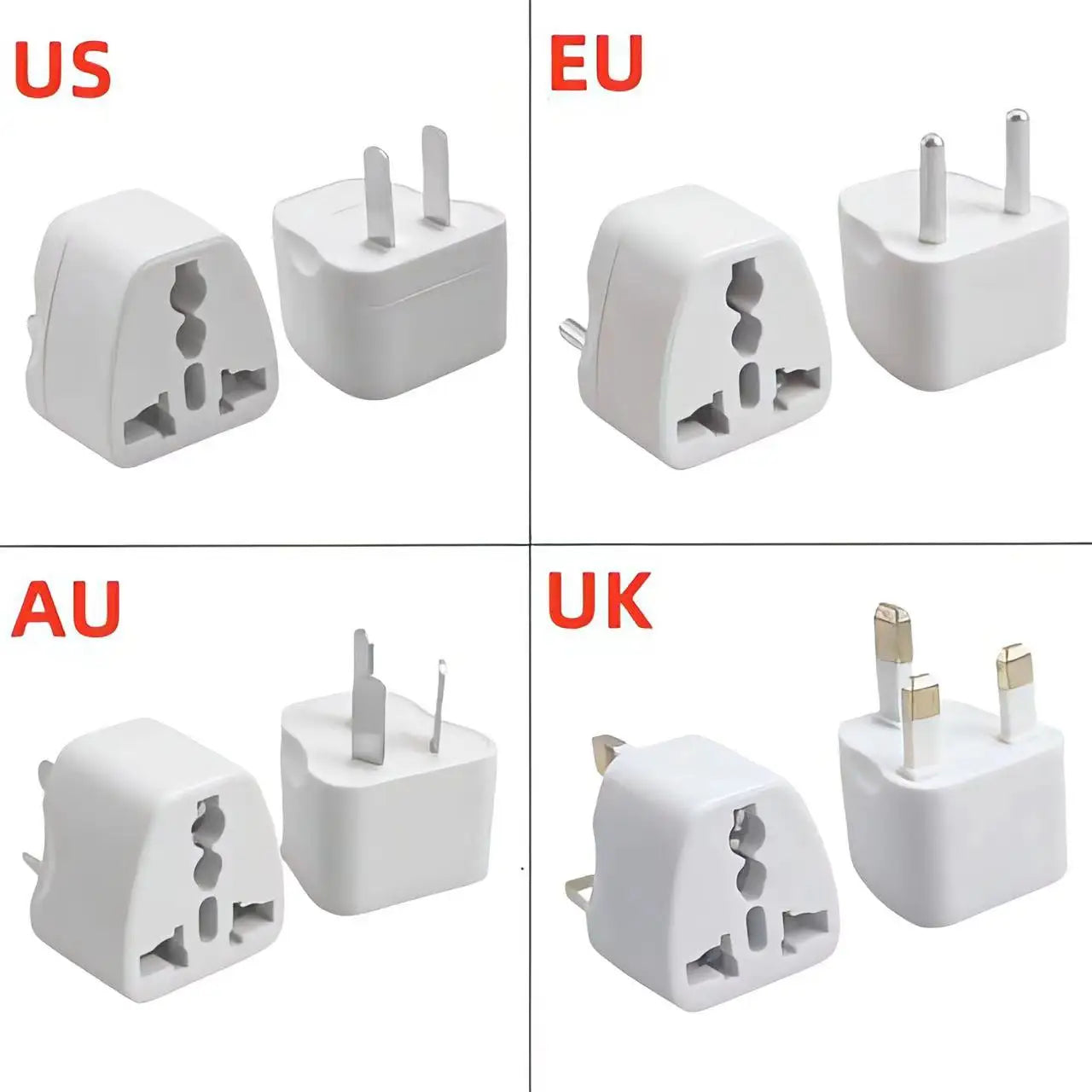 Adaptateur universel de voyage – compatible EU, US, UK, AU.